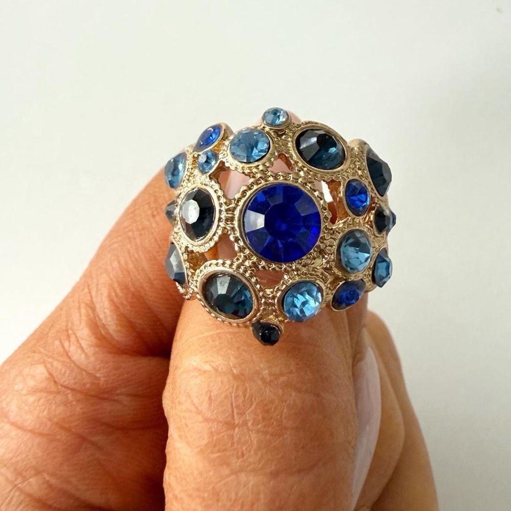 Gold & Blue Multi Stone Confetti Ring - Picture 3 of 6